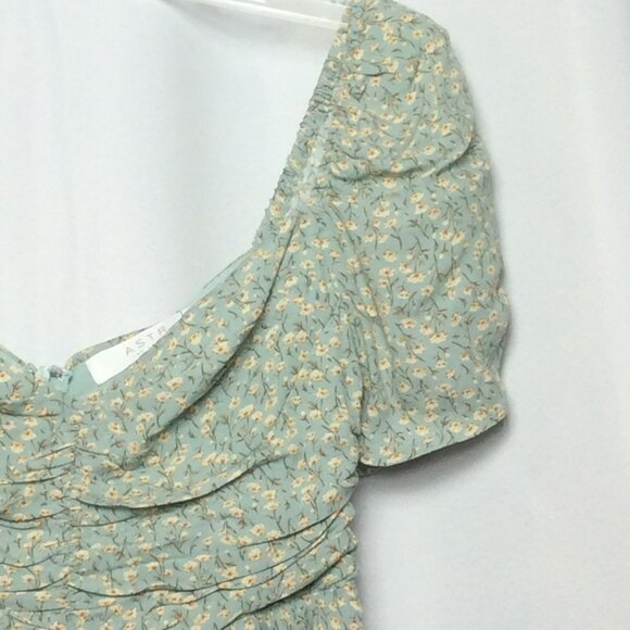 ASTR The Label Women's Top Size M Blue Ditsy Floral Babydoll Feminine Summer - Picture 6 of 7